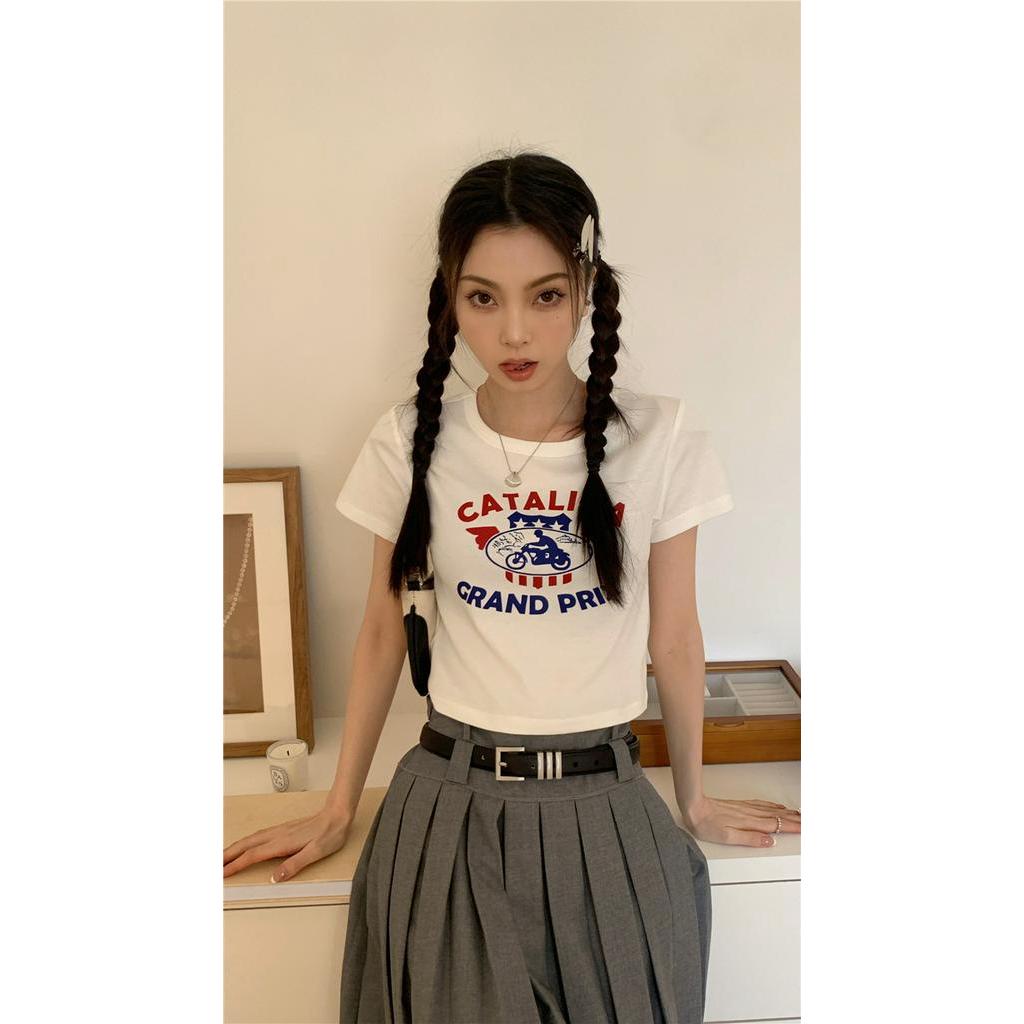 Áo Thun Lưng Cao Dáng Ôm In Chữ Thời Trang Mùa Hè Kiểu Mới 63403