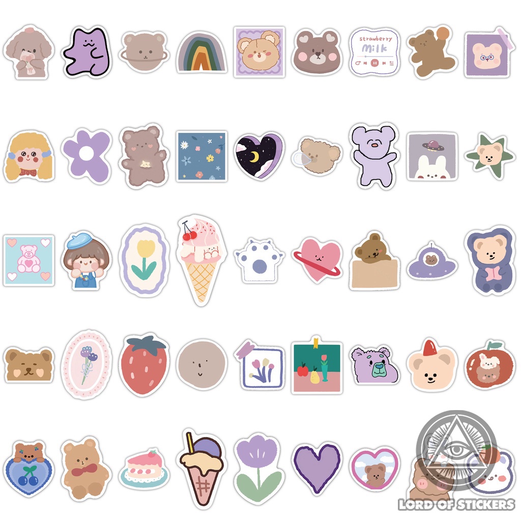 Set 90 Miếng Dán Họa Tiết Gấu Hoạt Hình Cute Dễ Thương Sticker Chống Thấm Nước Trang Trí Mũ Bảo Hiểm, Laptop, Sổ, Guitar