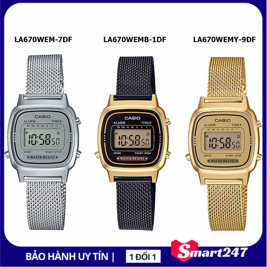 Đồng hồ Casio chính hãng nữ dây thép lưới LA670WEM