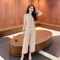 Set bộ thời trang mặc nhà ống rộng lửng