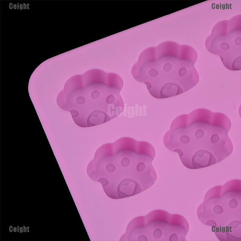 Khuôn Làm Bánh Quy 16 Lỗ Hình Dấu Chân Chó Mèo Bằng Silicone