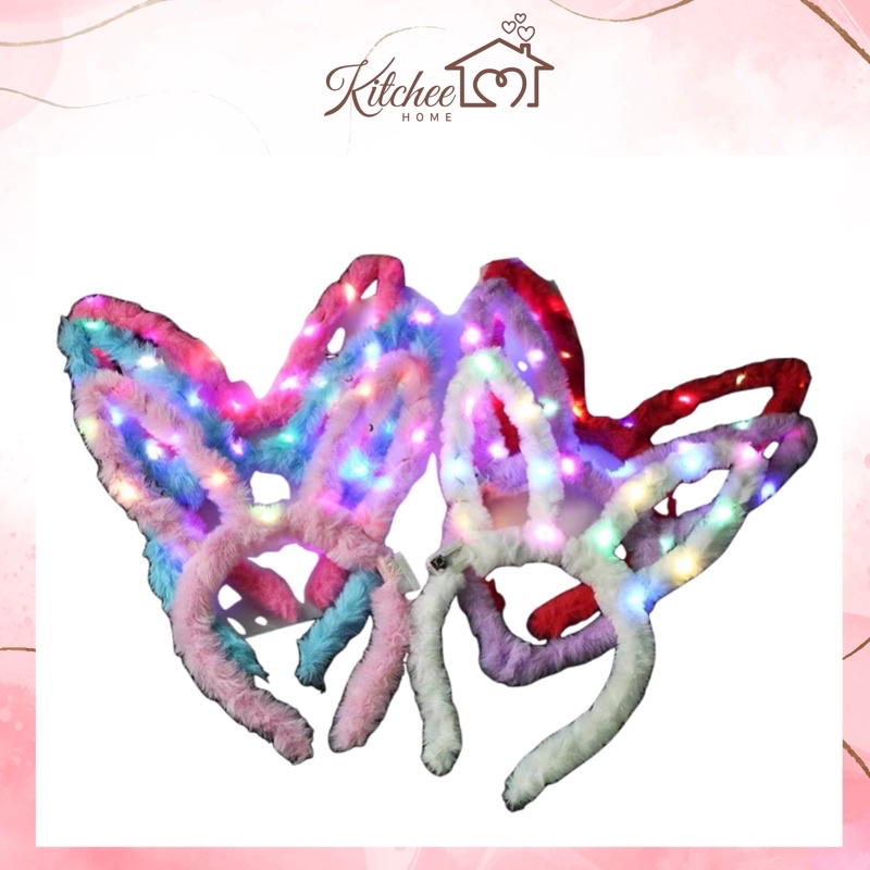 Bờm Tai Thỏ Phát Sáng, Cài Tóc Đáng Yêu Kèm Đèn Lung Linh Lấp Lánh