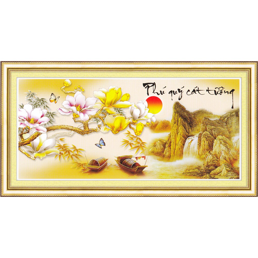 Tranh Thêu Chữ Thập 3D Phú Quý Cát Tường 222950 , 223208  kt:78X40CM