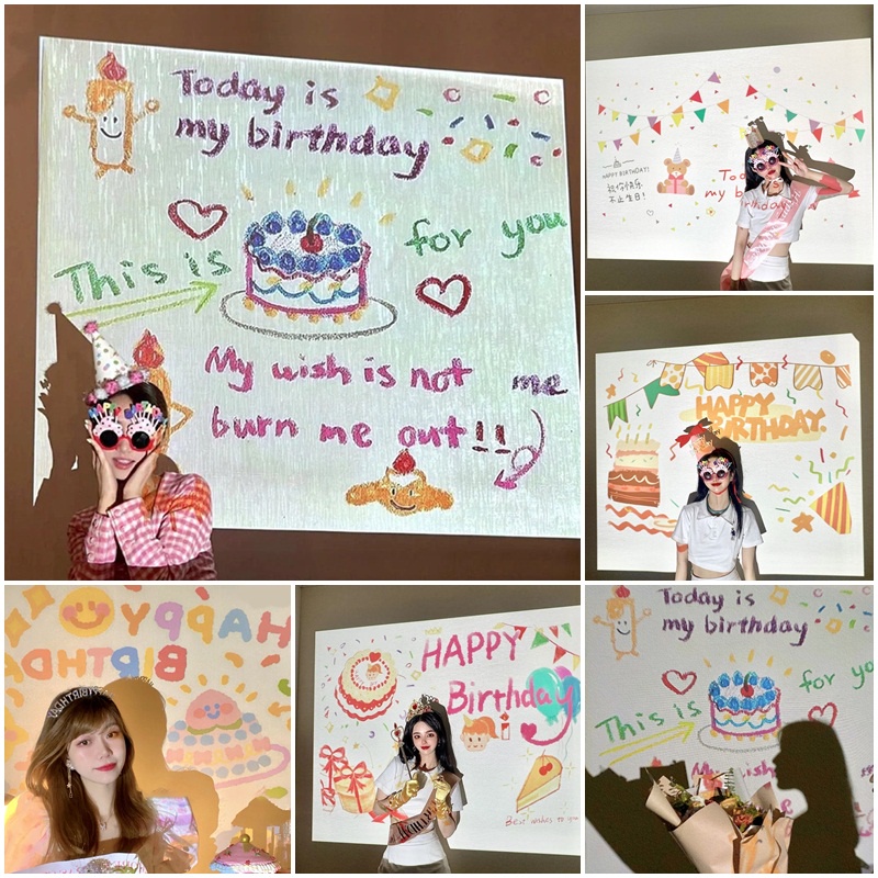 Đèn Chiếu Chữ Happy Birthday Trang Trí Phòng Nhà Và Đám Tiệc Đa Năng Tiện Lợi