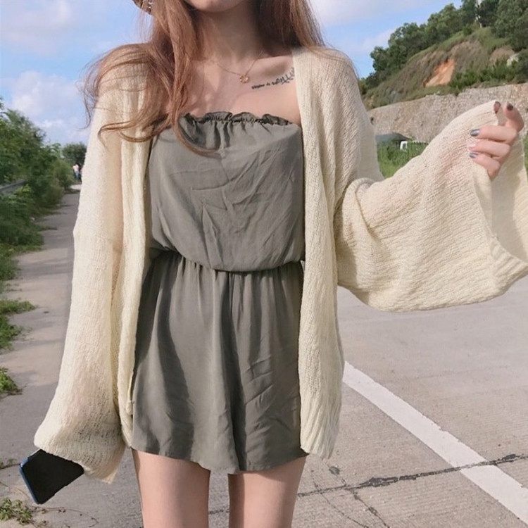 Áo khoác cardigan nữ, áo khoác len mỏng phối đồ mặc hè hàng Quảng Châu