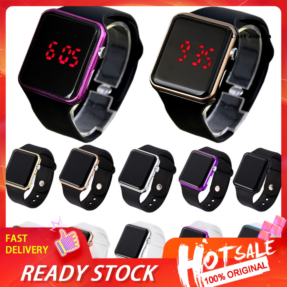 Đồng hồ đeo tay kỹ thuật số mặt hình vuông dây đeo silicon thời trang cho bé