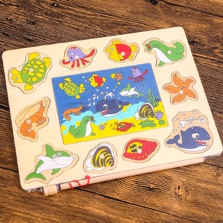 Đồ chơi bảng câu cá gỗ kèm ghép tranh cho bé