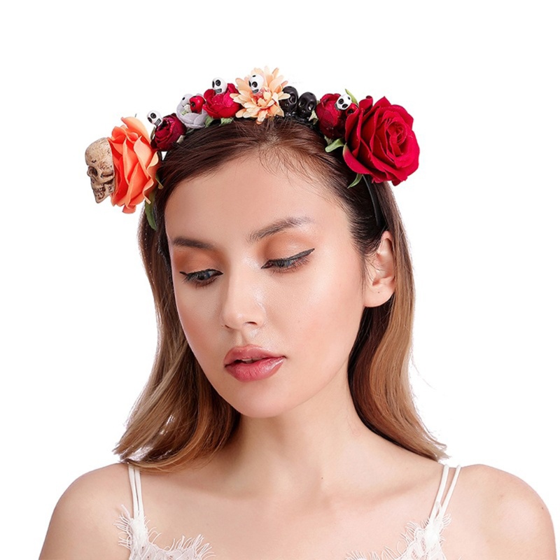 Flgo Băng Đô Đầu Lâu Hoa Hồng Phong Cách Gothic Làm Đạo Cụ Chụp Ảnh Halloween