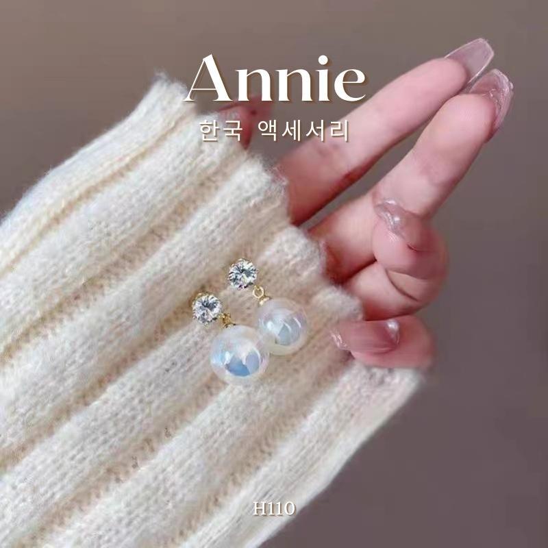 Bông tai hạt ngọc pha lê đính đá phong cách sang trọng hiện đại Annie H110