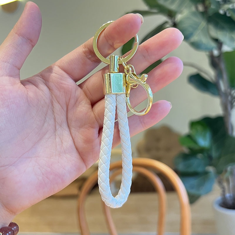 Móc Chìa Khóa Xe Hơi/Túi Da Bện Nhiều Màu Tùy Chọn Tiện Dụng