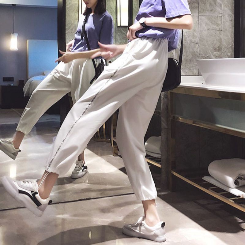 Quần dài bó ống hông in chữ phong cách Harajuku | BigBuy360 - bigbuy360.vn
