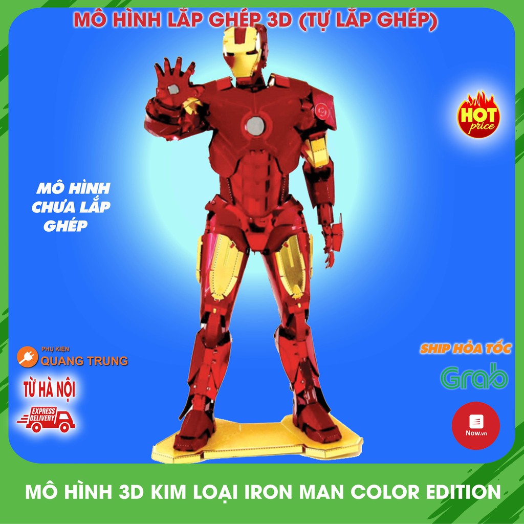 Mô hình 3D kim loại tự lắp ráp Iron man, phiên bản có màu tuyệt đẹp