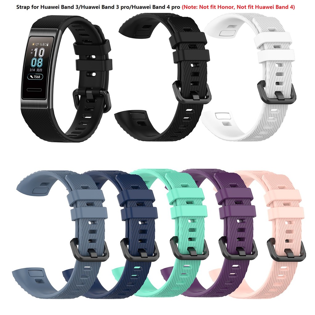 Dây đeo silicone màu trơn thay thế cho Huawei Band 3/Band 3 Pro/Band 4 Pro(Not fit Huawei band 4/Not fit honor)