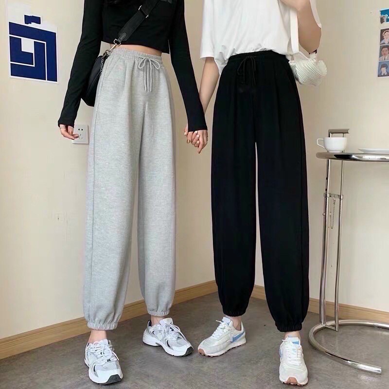 Quần nỉ jogger trơn cho nữ hàng may đẹp phom rộng