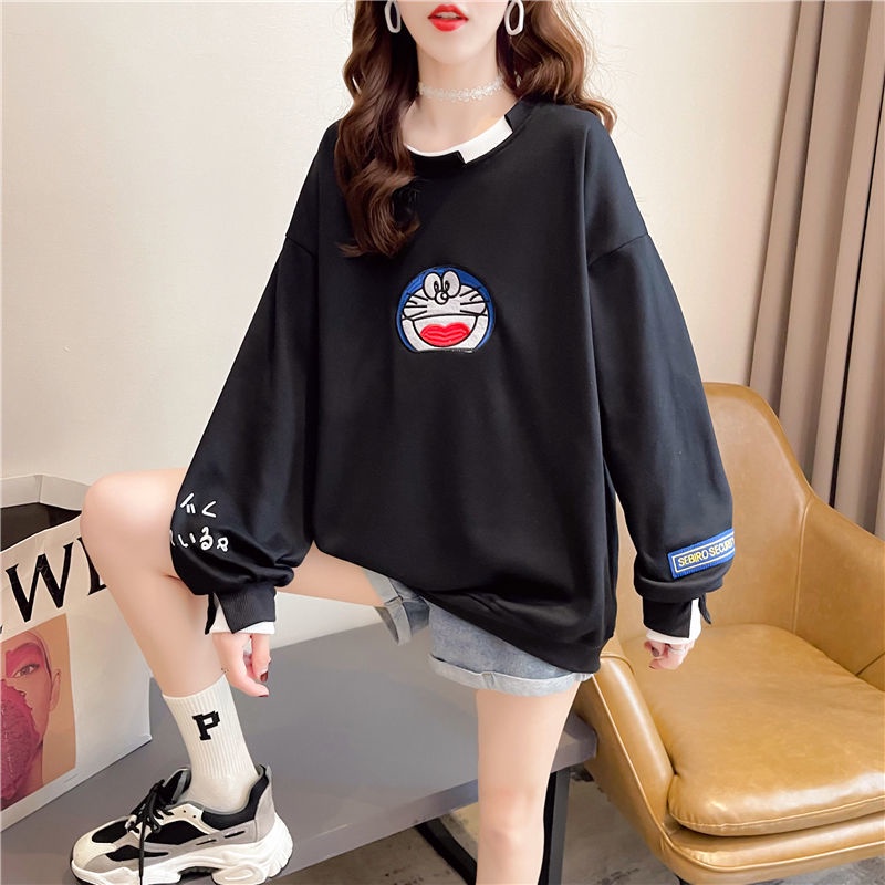 Mới Áo Sweater Tay Dài Dáng Rộng In Hình Doremon Phong Cách Hàn Quốc Thời Trang Thu Đông Cho Nữ | BigBuy360 - bigbuy360.vn