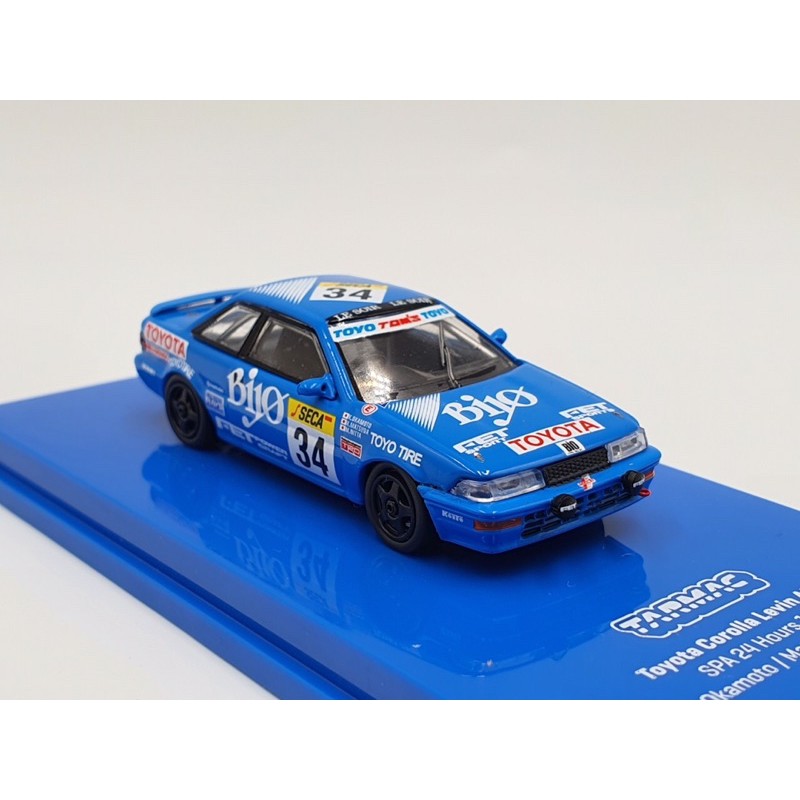 Xe Mô Hình Toyota Corolla Levin AE92 SPA 24 Hours 1989 Tỉ lệ 1:64 Hãng sản xuất Tarmac Works ( Xanh )