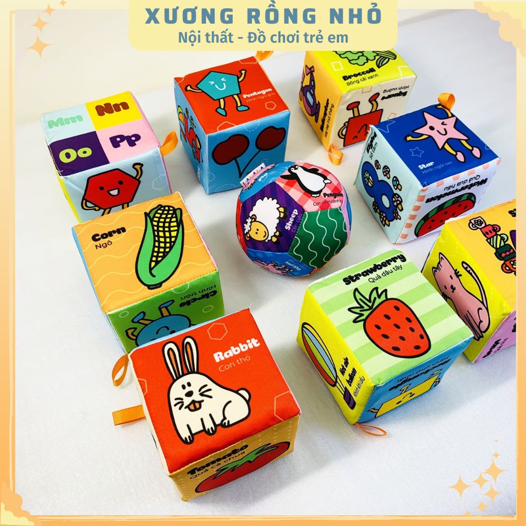 Bộ 9 Đồ Chơi Hình Khối Xúc Xắc Cho Bé Vừa Chơi Vừa Học