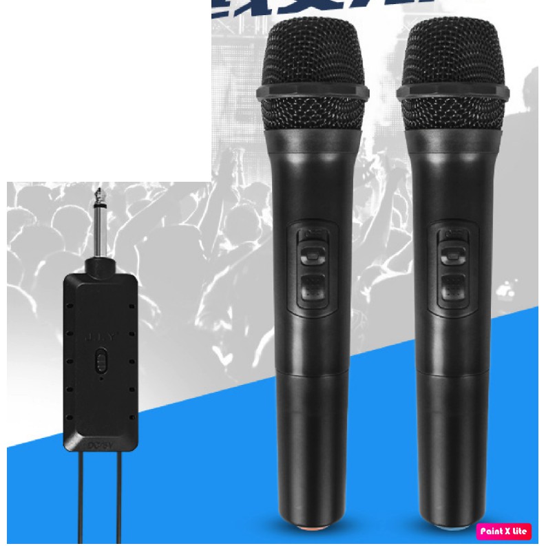 MICRO KHÔNG DÂY KTV FULLBOX kết nối tất cả các loại loa karaoke ( gồm 2 micro + cục phát tín hiệu + phụ kiện đi kèm)