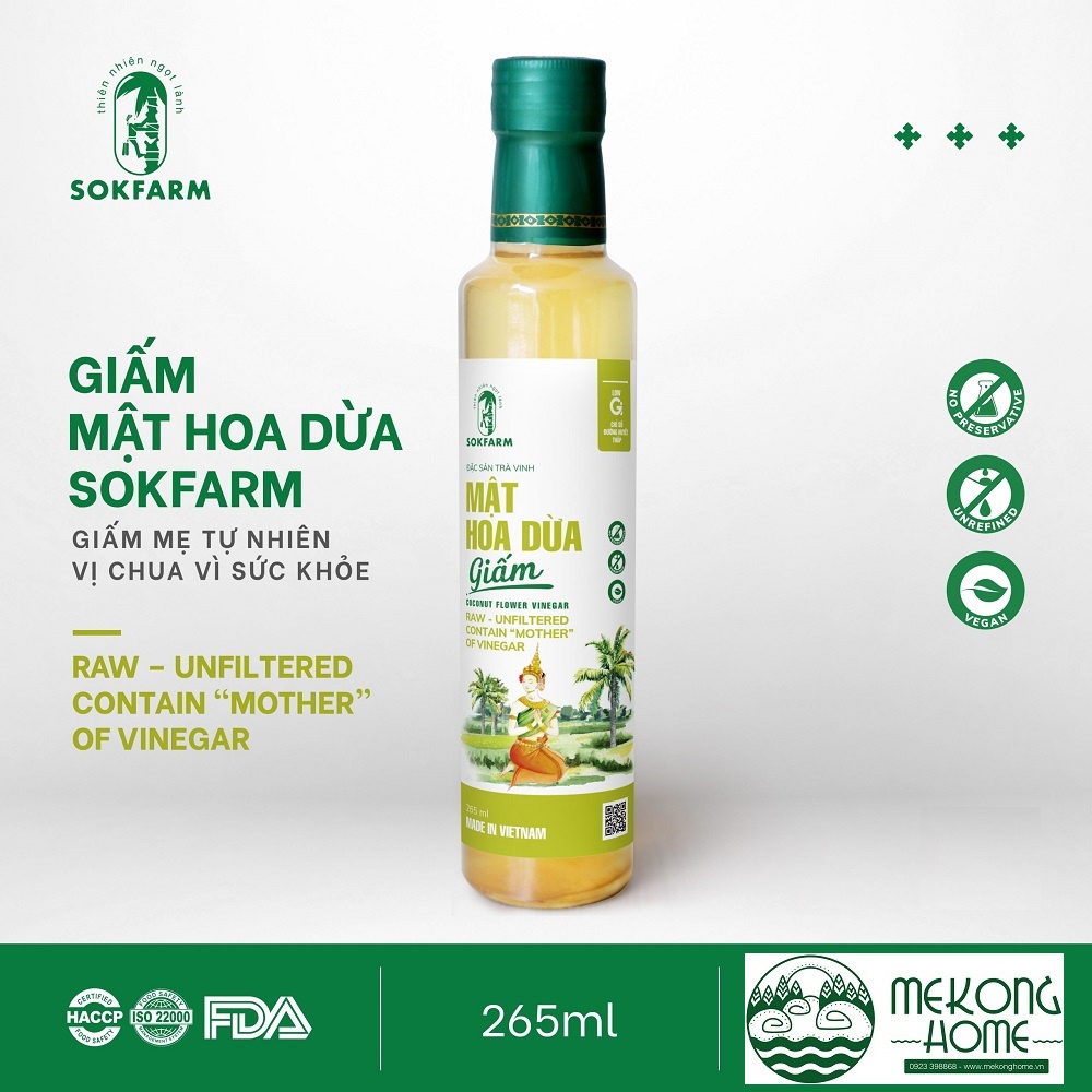 GIẤM Mật Hoa Dừa  SOKFARM -  256 ml - MEKONG HOME