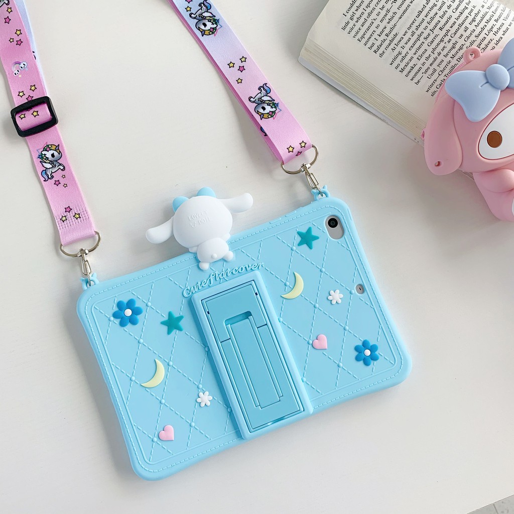 Ốp Lưng Silicone Mềm Chống Sốc Hình Hoạt Hình Đáng Yêu Có Dây Đeo Cho Samsung Galaxy Tab S6 Lite 10.4 Sm-P610 P615 P617