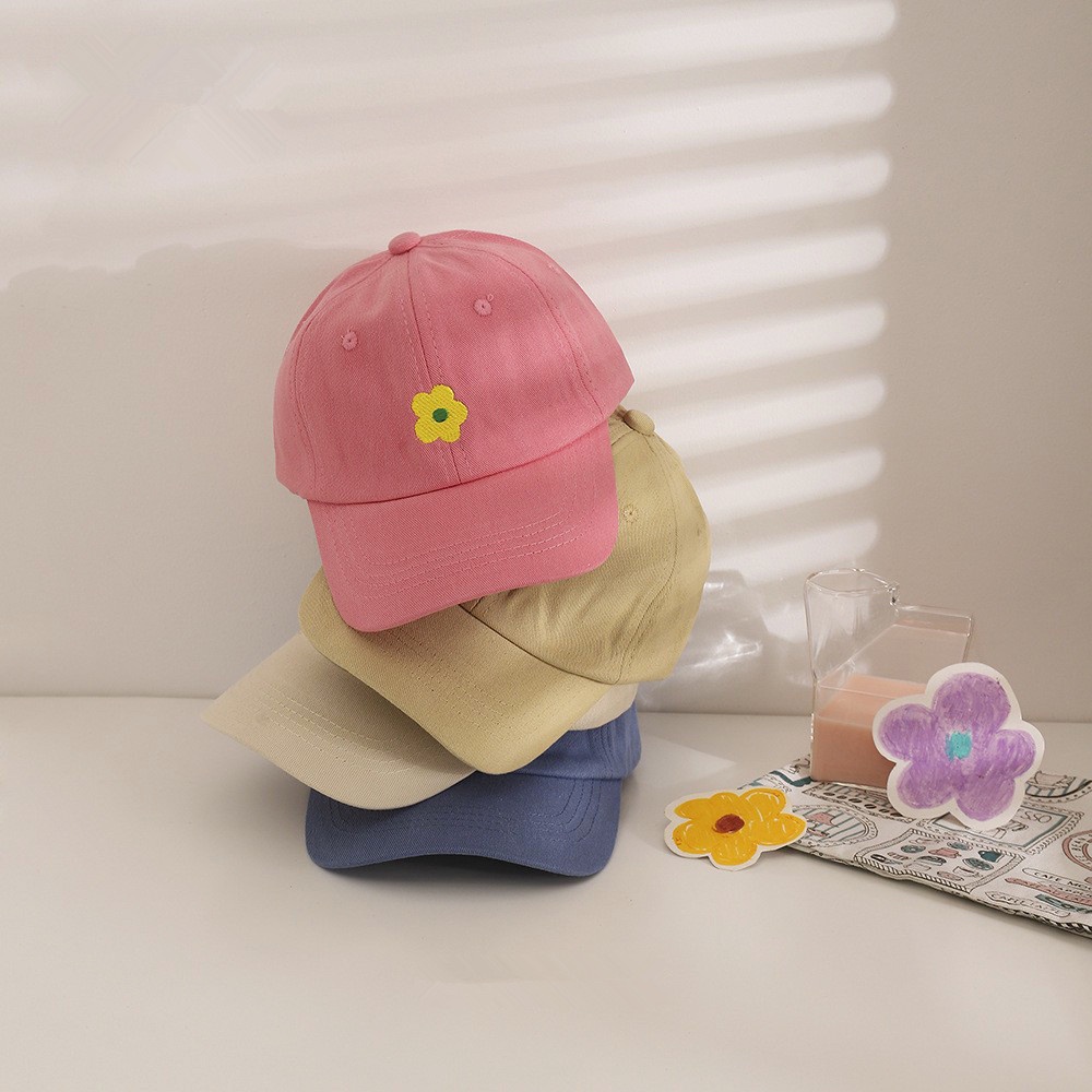 Mũ Lưỡi Trai Chống Nắng Thêu Hoa Màu Sắc Kẹo Ngọt Đơn Giản Phong Cách Hàn Quốc Cho Bé