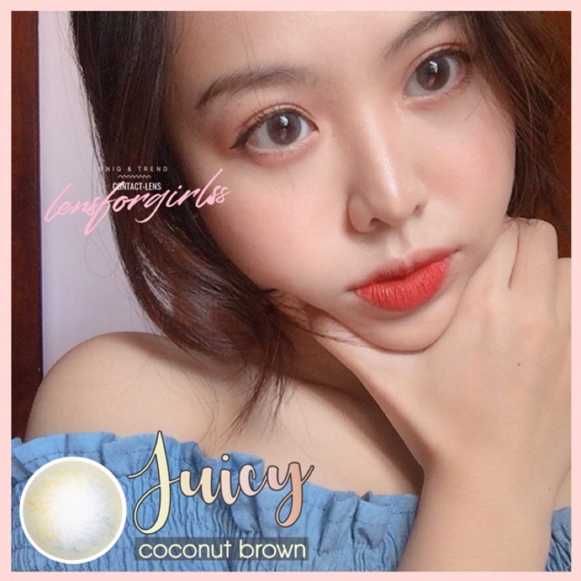 Kính áp tròng xám trong Juicy coconut brown chính hãng Lenstown | Hạn sử dụng 3 tháng | Lens cận