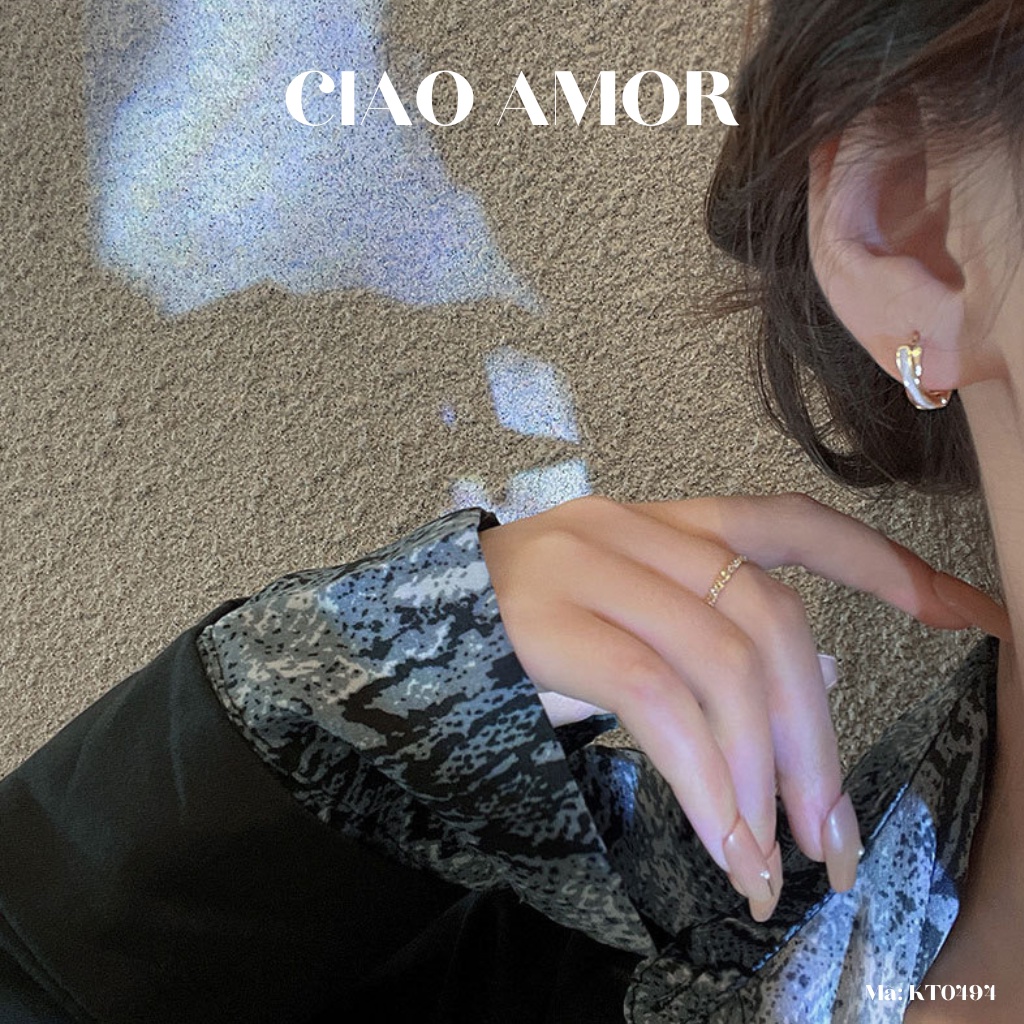 Khuyên tai nữ, Bông tai nụ vòng ôm tai 2 mảnh đính liền Trang sức Ciao Amor - KT0494