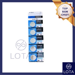 Vỉ 5 pin tròn CR2032, battery dẹp đồng xu CR 2032, bin đồng hồ cân điện tử remote CMOS đồ chơi