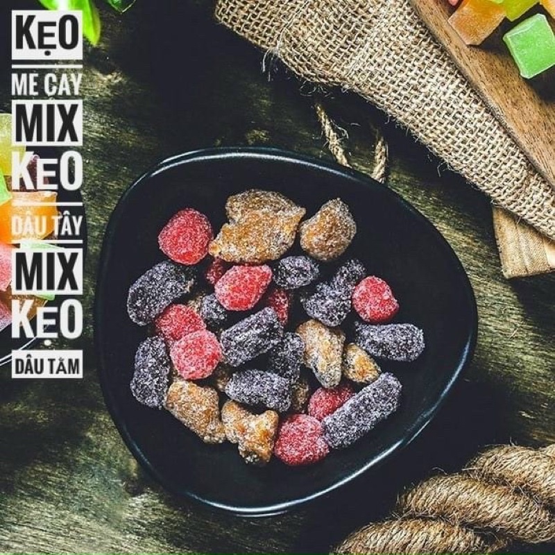 Kẹo me cay mix kẹo dâu tây và dâu tằm -500g  TỪ ĐƠN 50K,  Hàng ngon nhà làm