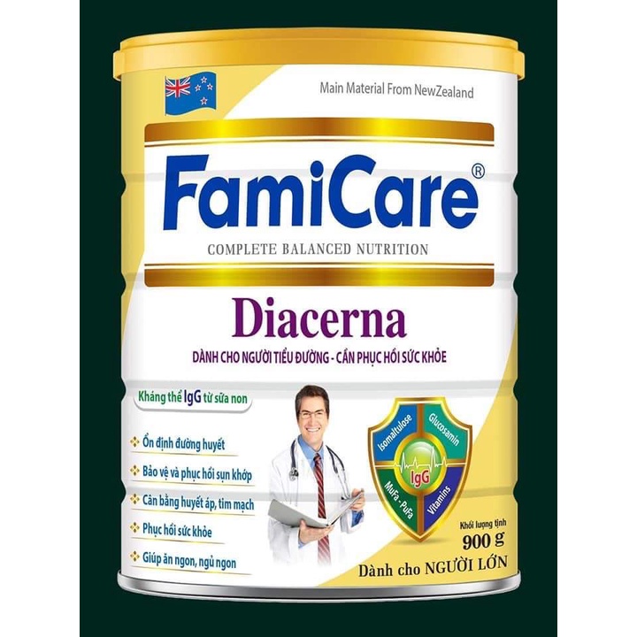 Sữa Diacerna FamiCare 900g dành cho người tiểu đường, phục hồi sức khỏe