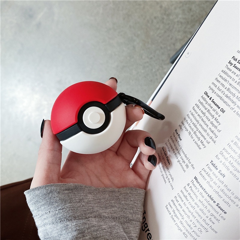 Vỏ Bảo Vệ Hộp Sạc Tai Nghe Baseus WM02 Không Dây Bằng Silicon Hình Quả Bóng Pokemon 3D