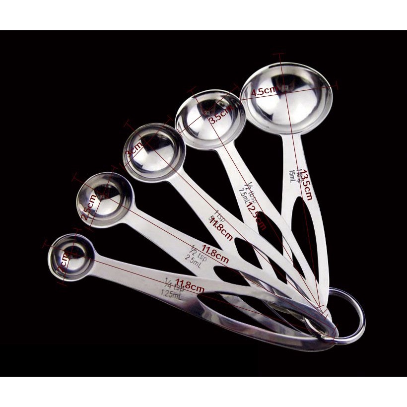 [Siêu Sale] [Giá hủy diệt] Bộ 5 muỗng lường inox giọt nước