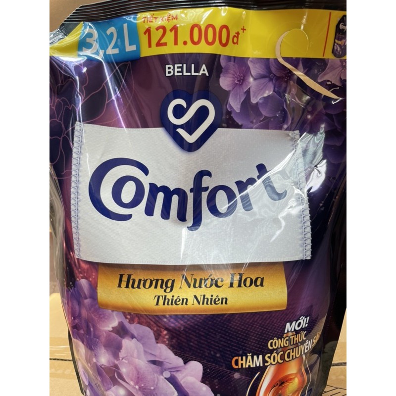 Nước xả vải COMFORT HƯƠNG NƯỚC HOA THIÊN NHIÊN BELLA 3,2L(Mầu tím)