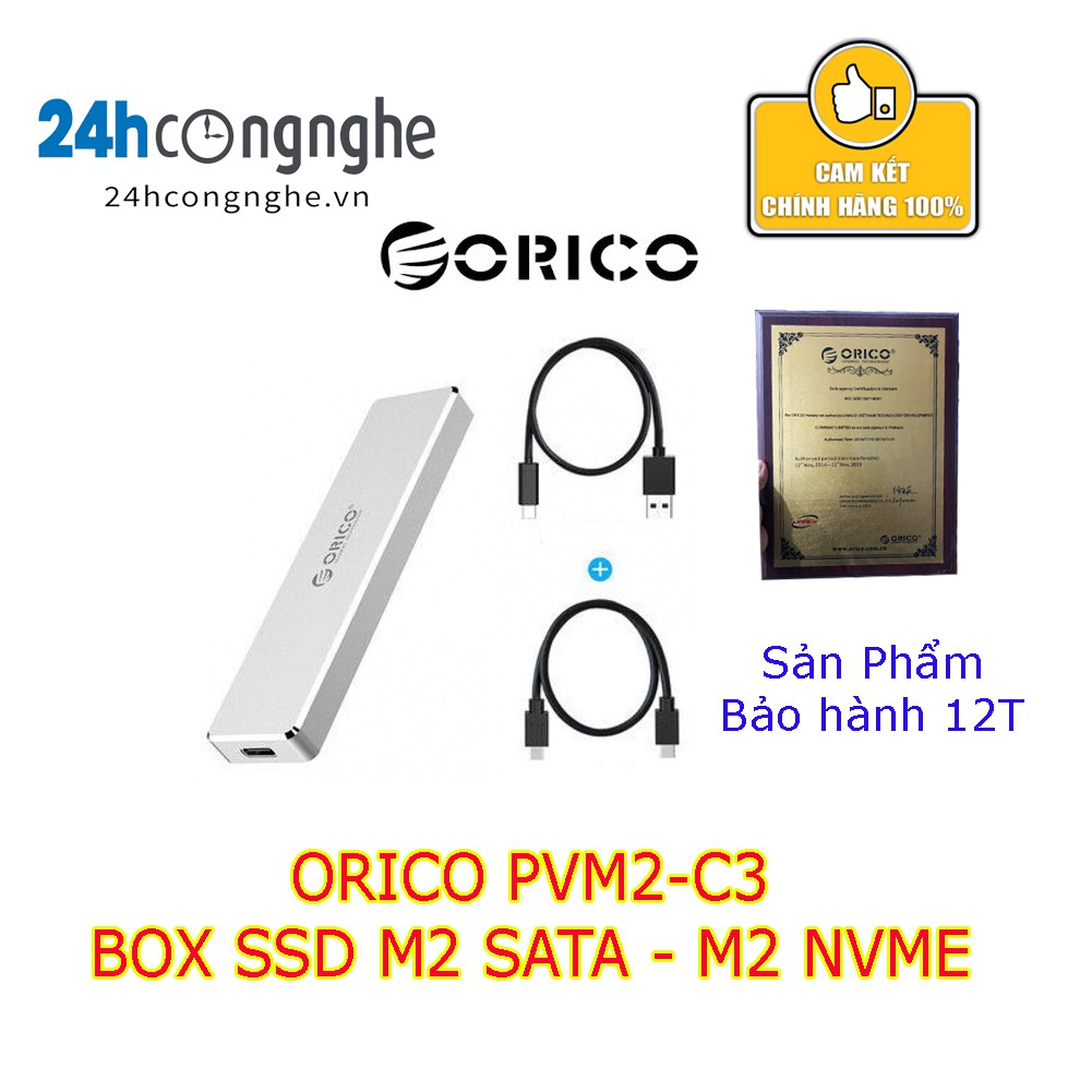 BOX chuyển ổ cứng SSD M2 NVME sang USB-C Orico PVM2-C3