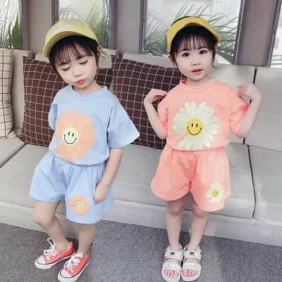 Bộ đồ bé gái mùa hè họa tiết hoa cúc dễ thương - đồ bé gái từ 8 đến 18kg - bộ bé gái chất cotton loại đẹp không chọn màu