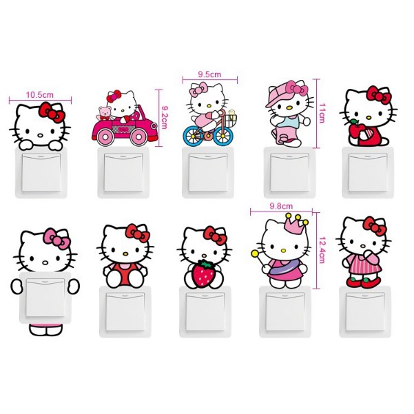 Decal dán công tắc ĐÈN - hình Hello Kitty