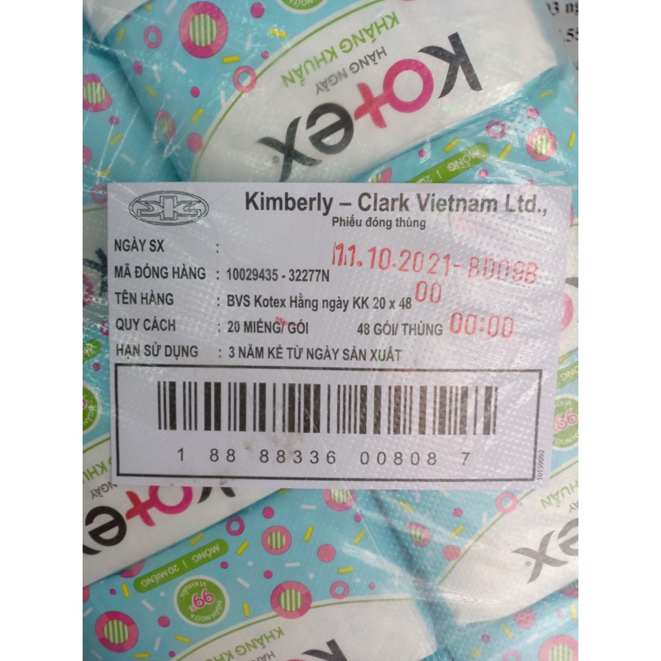 Băng vệ sinh Kotex Hàng Ngày Kháng Khuẩn 20 miếng/gói