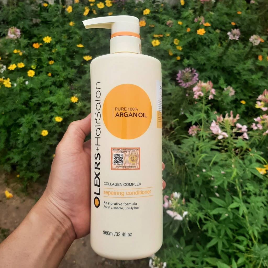 Cặp Dầu Gội Xả Olexrs Argan Oil Collagen Hair Salon 960ml Phục Hồi Tóc Hư Tổn, Khô, Sơ Và Chẻ Ngọn