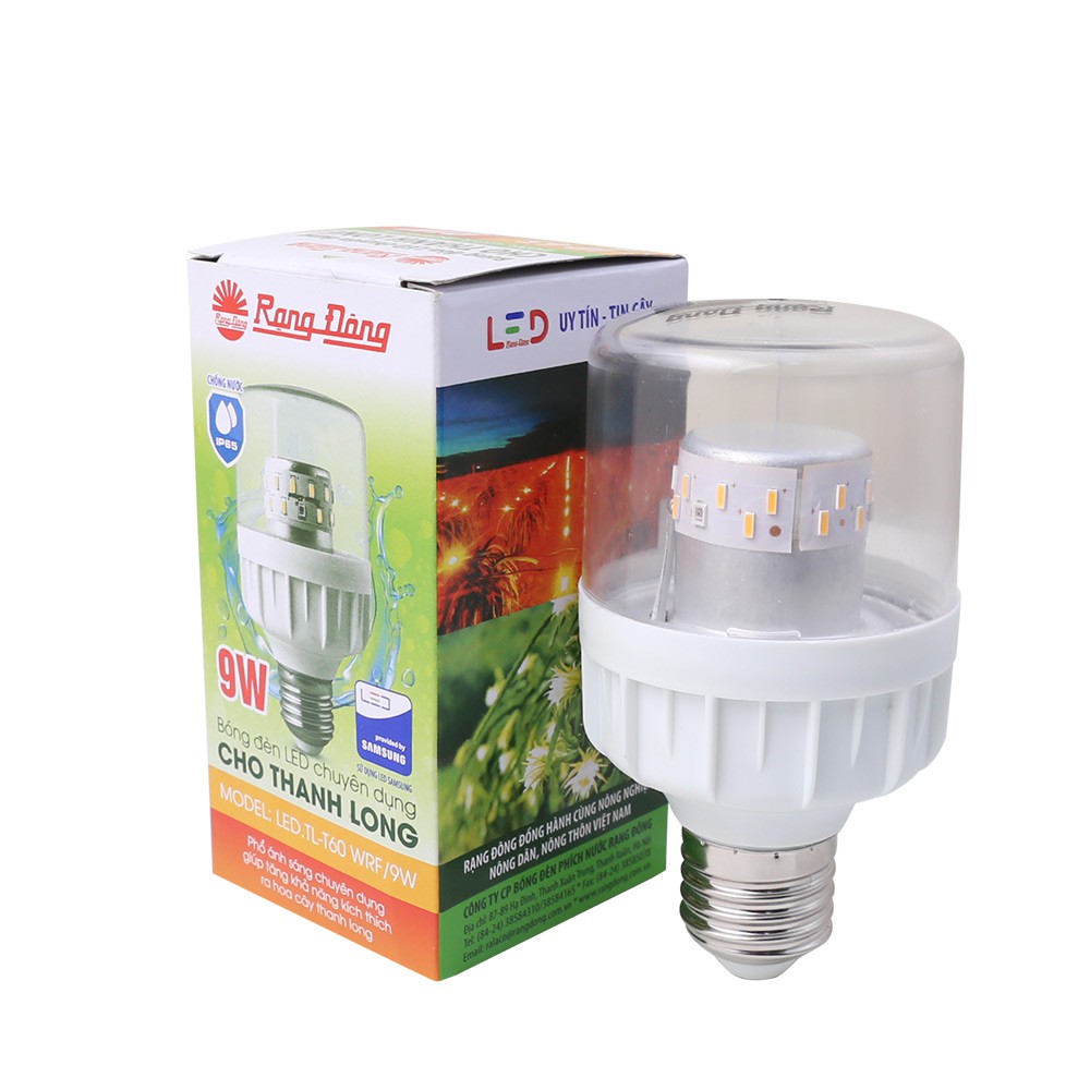 Bóng đèn LED nông nghiệp, chuyên dùng cho cây thanh long chính hàng Rạng Đông Model LED.TL-T60 WFR/9W