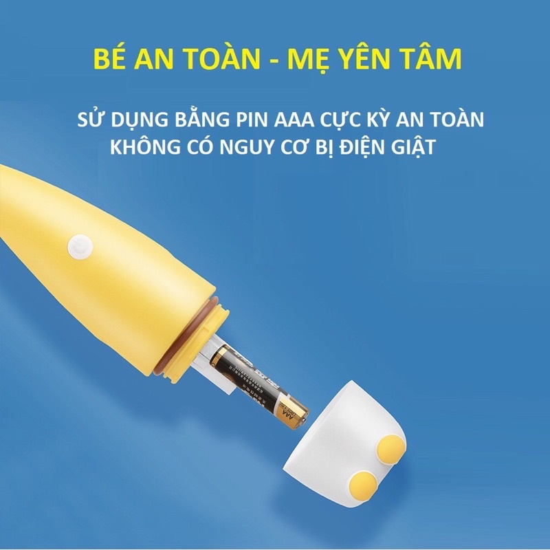 Bàn Chải Điện Đánh Răng  KIDS⚡𝑭𝑹𝑬𝑬 𝑺𝑯𝑰𝑷⚡Cao Cấp,Siêu Mềm,Tự Động An Toàn Cho Bé