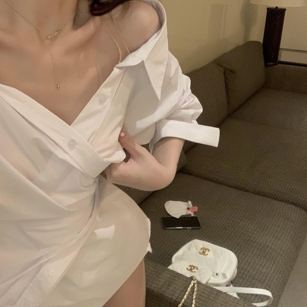 Đầm Sơ Mi Hở Vai Phong Cách Hàn Quốc Thời Trang Mùa Hè 2022 Dành Cho Nữ