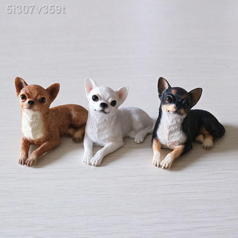 ▤۩☽Nhà máy Jijiamei Trực tiếp Mini Chihuahua Mô phỏng Con chó Mô hình Trang trí Xe Nhựa Bộ sưu tập Quà tặng Thủ công mỹ