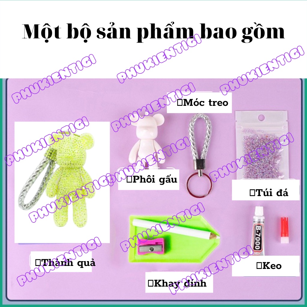 [Mã LIFEXANH03 giảm 10% đơn 500K] Móc khoá gấu đính đá, gấu bearbrick siêu rẻ