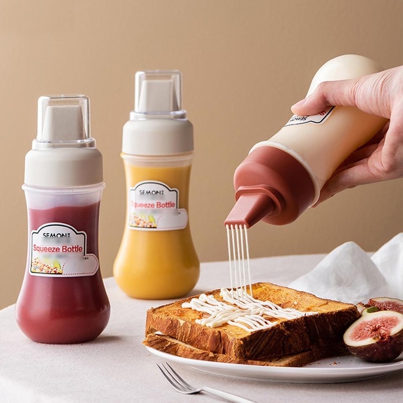 Bình Nhựa Đựng Dầu Ăn/Nước Sốt 5 Lỗ 350ml Kèm Vòi Tiện Dụng Cho Nhà Bếp