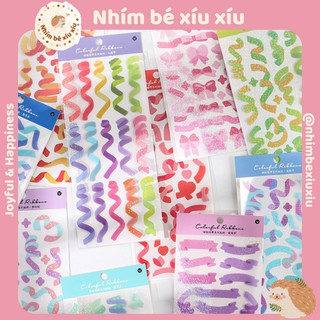Sticker ruy băng infeel.me hình dán trang trí nhiều màu sắc Sticker Confetti Lấp Lánh Trang Trí Kpop Journal