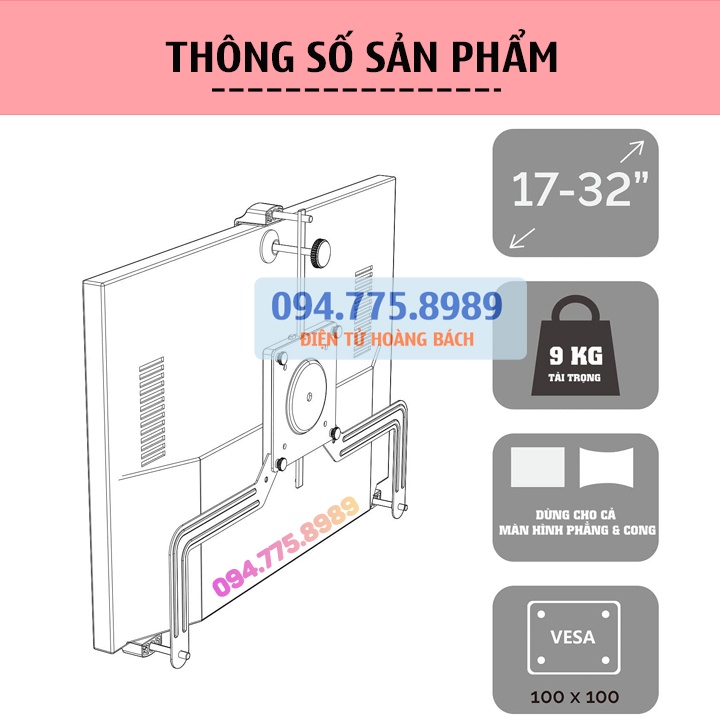 Bộ Kit Vesa Mount / #Bộ Kẹp Màn Hình Máy Tính ErgoTek A2 17 - 32 Inch - Lắp Giá Treo Màn Hình [ Ưu Việt Hơn NB FP1 ]