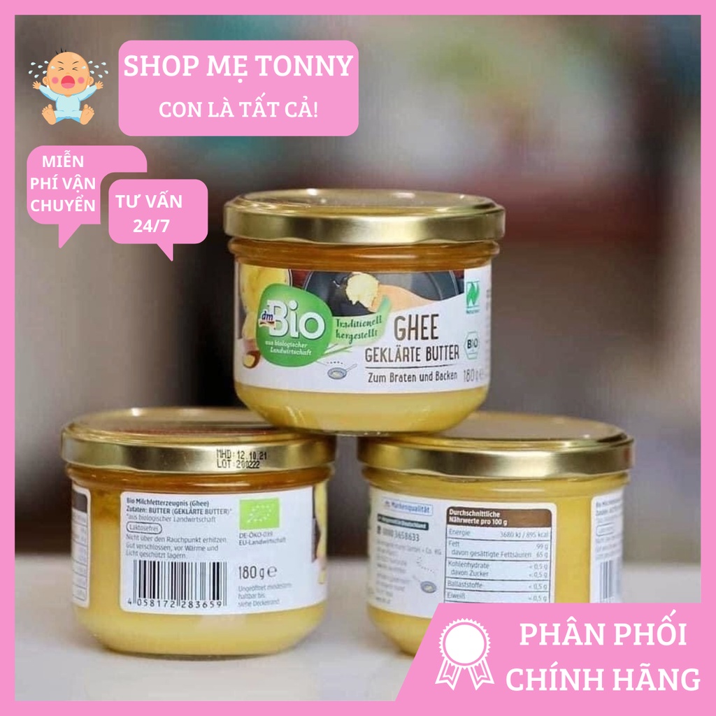 Bơ GHEE Hữu Cơ DM Bio hàng Đức 6m+ 180g (DATE 2023)