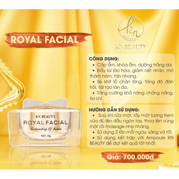 &lt;Nhận quà ngay&gt;Combo 4 sản Royal KN Beauty: Gel tẩy tế bào chết 50g+sữa rửa mặt 100g+tinh chất dưỡng 30ml+ kem dưỡng 30g