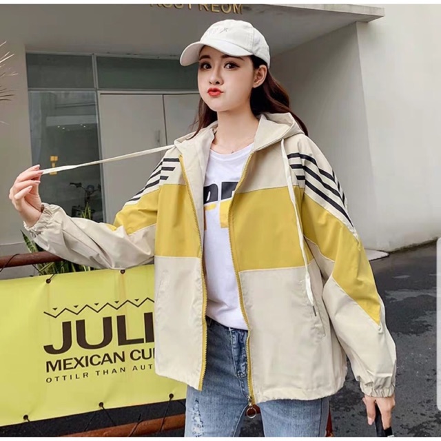 ÁO KHOÁC GIÓ PHỐI KẺ ĐEN 3 MÀU SIÊU ĐẸP