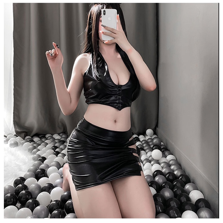 Bộ Đồ Lót Nữ Leosoxs Bằng Da PU Hóa Trang Cô Gái Mèo Gợi Cảm Quyến Rũ